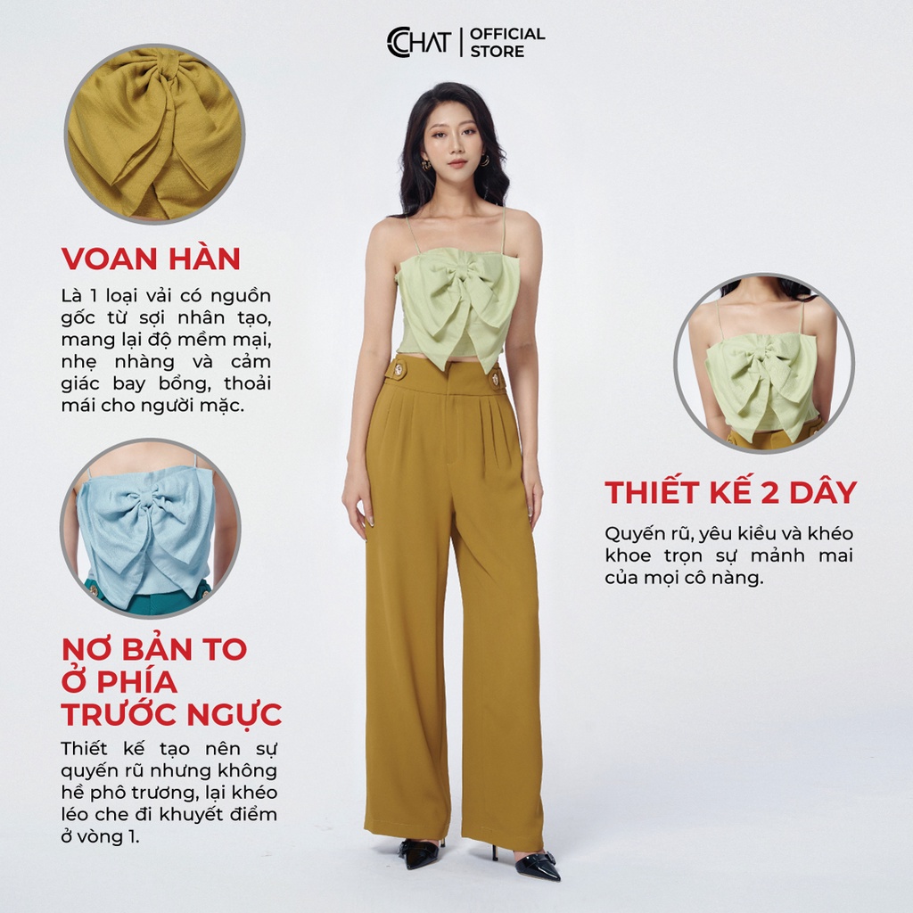 Áo 2 Dây 𝐂𝐂𝐇𝐀𝐓 Bản Nơ To Chất Voan Mềm Mại Dáng Suông Phong Cách Trẻ Trung 11AAV2007OT