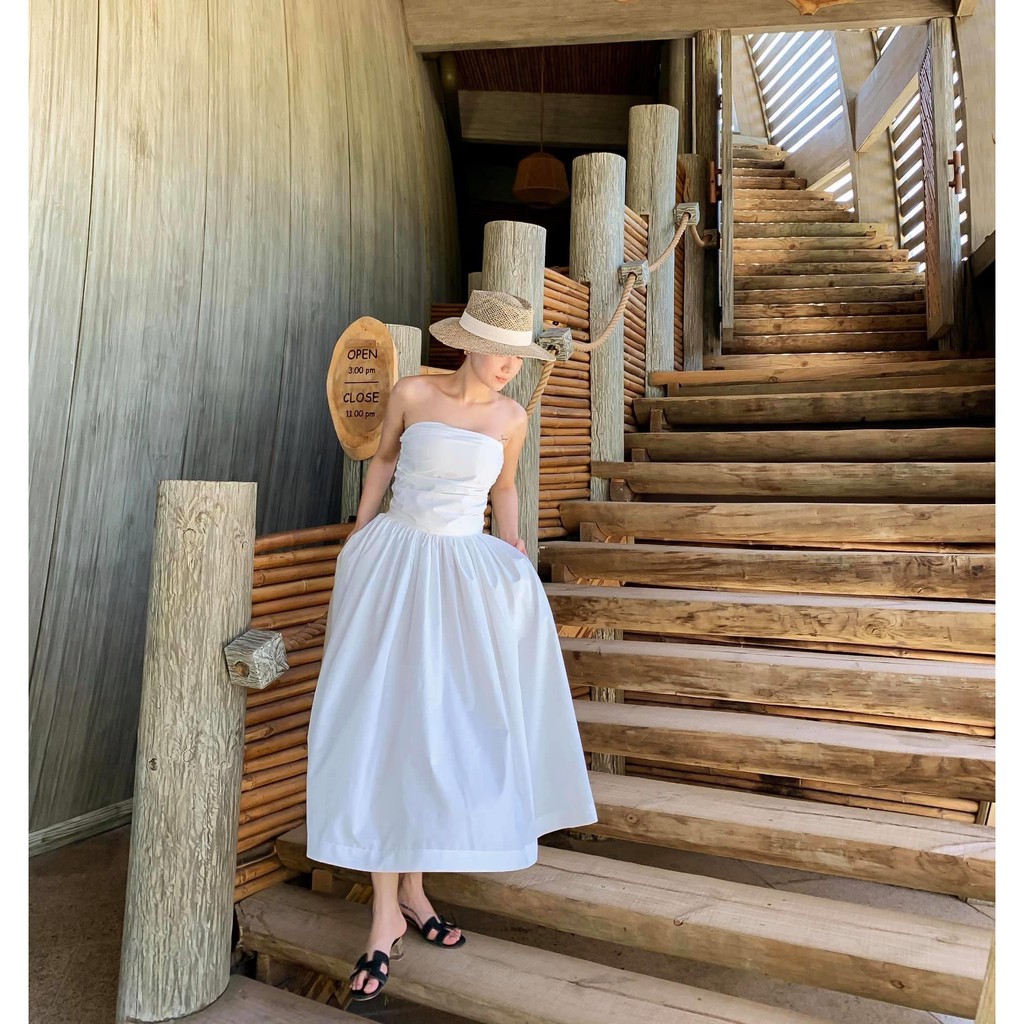 (HÌNH THẬT) Đầm Maxi Cúp Ngực Tùng Xoè VIVU (TRẮNG) | BigBuy360 - bigbuy360.vn