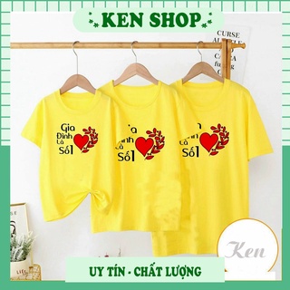 Áo phông tết cổ tròn gia đình là số 1 màu vàng đỏ đủ size