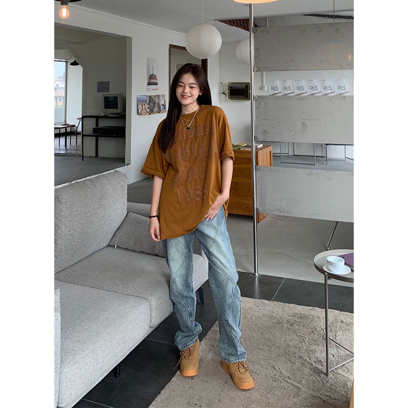 ✚✳┋Quần Jean Dài Lưng Cao Dáng Rộng Kiểu Retro Dễ Phối Đồ Thời Trang Mùa Hè Cho Nữ