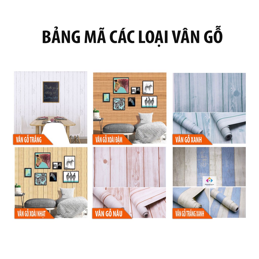 5M Giấy Dán Tường Vân Gỗ Trắng - Có sẵn keo