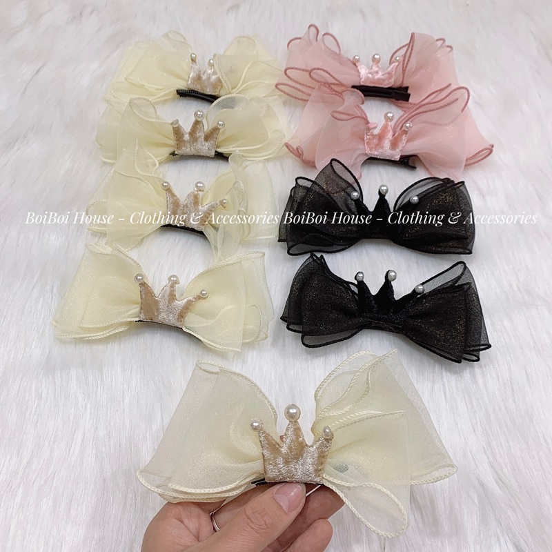 Băng đô/Kẹp tóc voan nơ tiểu thư đáng yêu phong cách Hàn Quốc cho bé