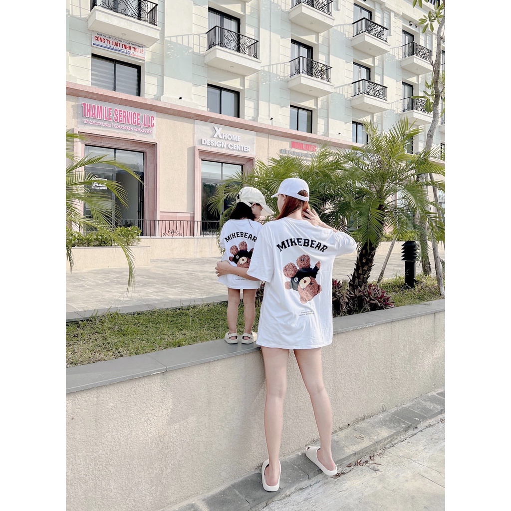 Áo thun tay lỡ Mikebear cho bé và gia đình , áo phông trẻ em unisex , Kid_genZ