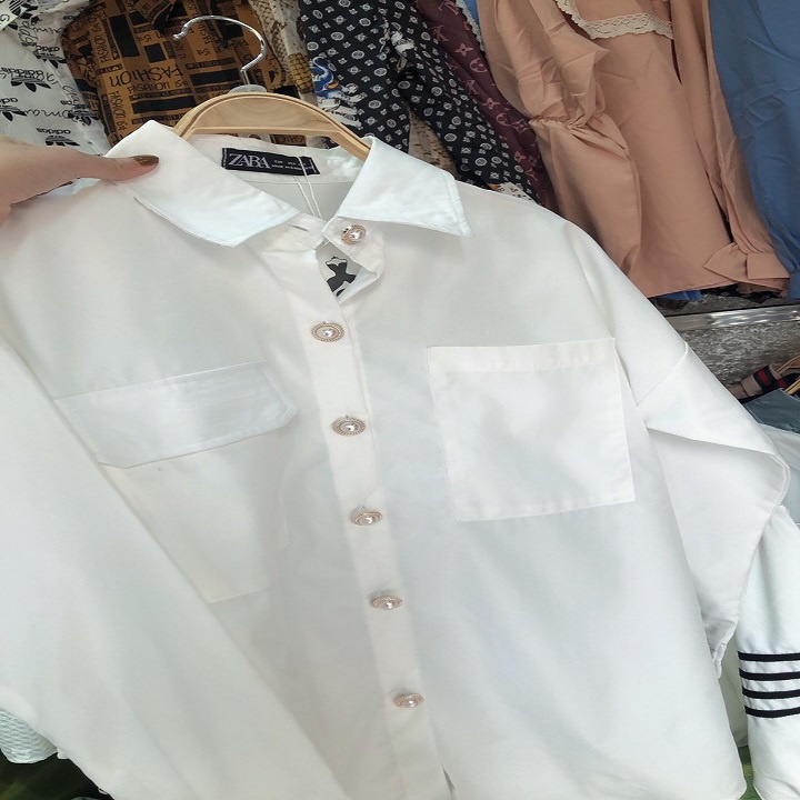 Áo sơ mi nữ dài tay, áo sơ mi nữ trắng Form rộng <65kg ,có TÚi và CÚC ngọc cao cấp, hàng LOẠI 1 | BigBuy360 - bigbuy360.vn