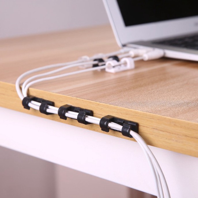 Kẹp cố định dây điện dán tường bộ 16 cái kèm miếng dán kẹp giữ dây điện dùng để đi đường dây điện / cáp