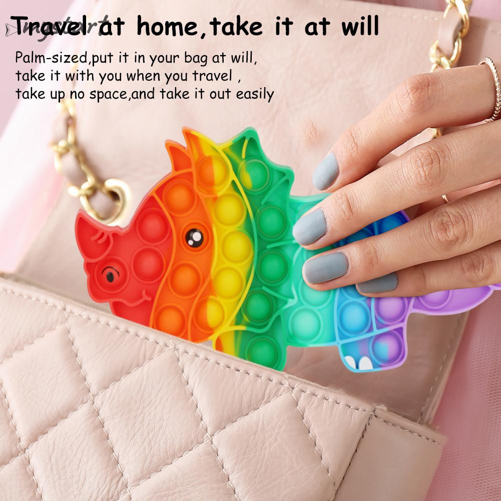 Triceratops Push Bubble Fidget Toys Stress Relief Relax Puzzle Toy Rainbow