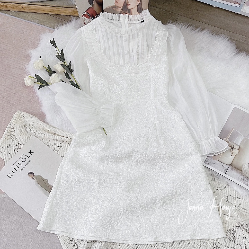 - Váy xốp hoa 3D phối tay voan tiểu thư ulzzang - M51 - jannahouse