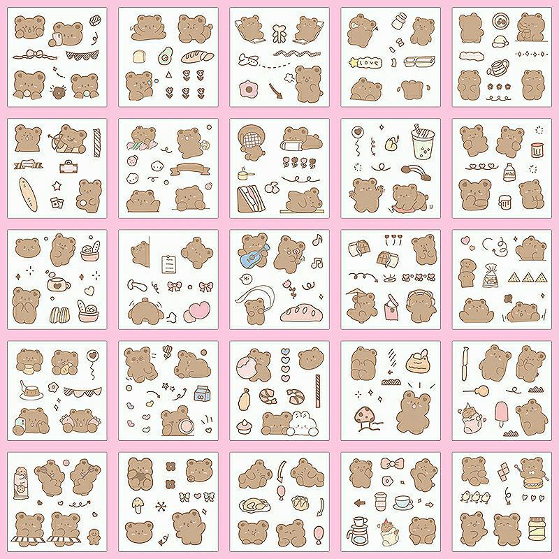 Sticker dán cute viền trong suốt tấm 8x8cm