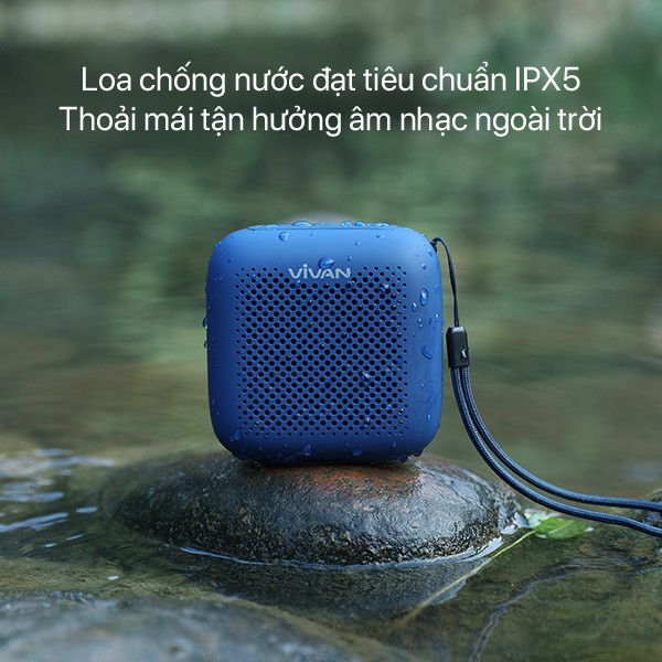 Loa Bluetooth mini Vivan VS1 chống nước chuẩn IPX5 an toàn sử dụng, Bluetooth 5.0 công suất 5W, âm thanh trung thực