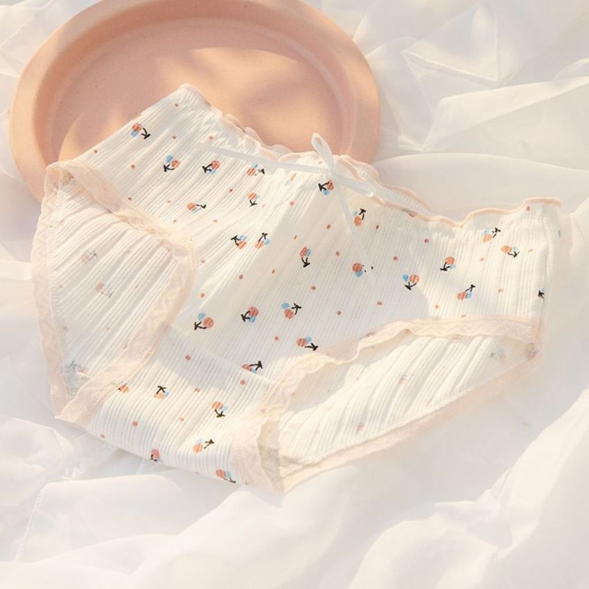 Quần lót nữ Cotton Cao Cấp viền ren siêu mềm mại, đính nơ cute dễ thương - L8036