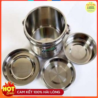 (Loại to 2 lít) Cặp lồng 3 tầng ruột inox