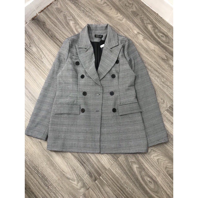 ÁO BLAZER KẺ CARO GHI ĐEN HÀNG VNXK SIZE S M L | BigBuy360 - bigbuy360.vn