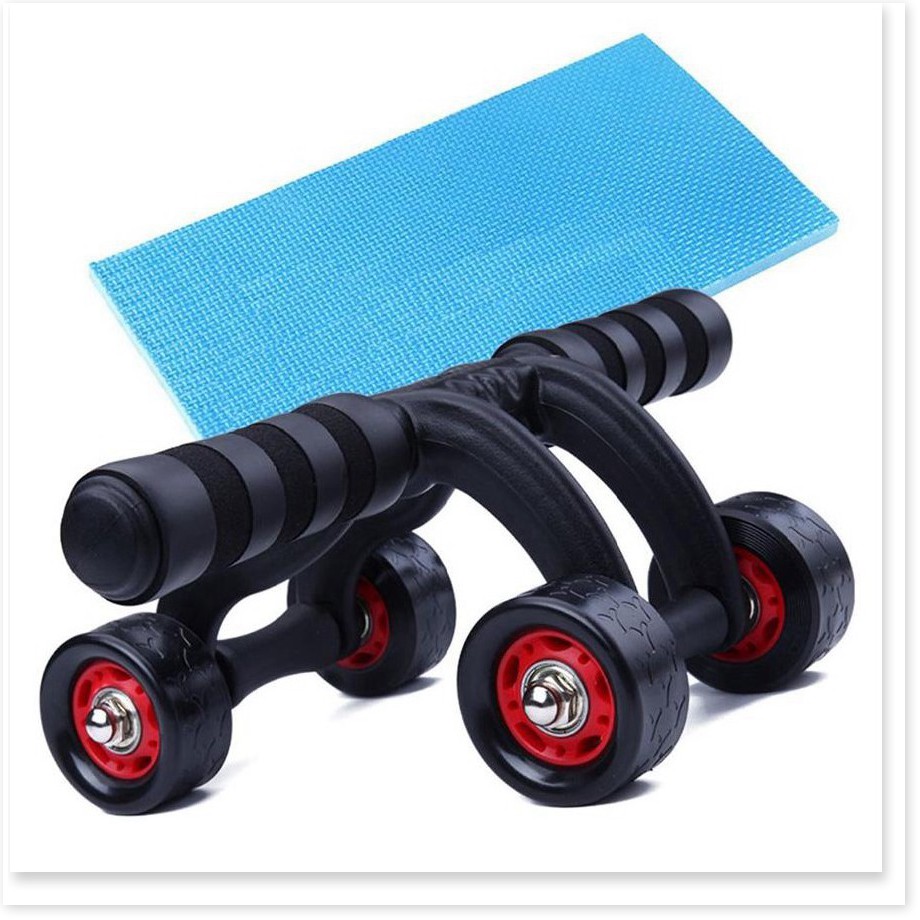 Con lăn dụng cụ máy lăng tập cơ bụng 4 bánh đa năng cỡ lớn tặng kèm thảm deal sốc hít đất, tummy...