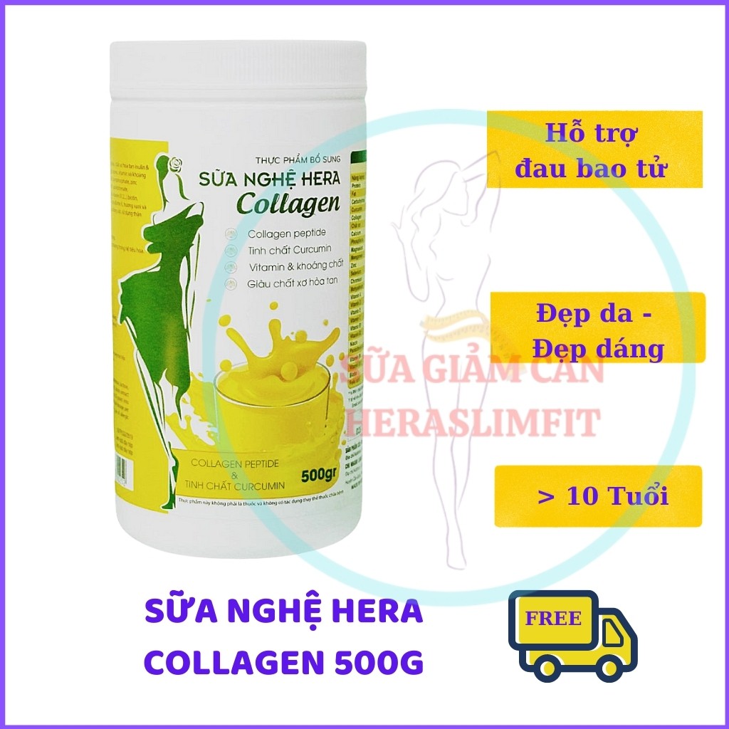 Sữa Nghệ HERA Collagen HC01 Đẹp Dáng -  Đẹp Da - Hỗ Trợ Đau Dạ Dày [CHÍNH HÃNG](HỘP 500GRAM)
