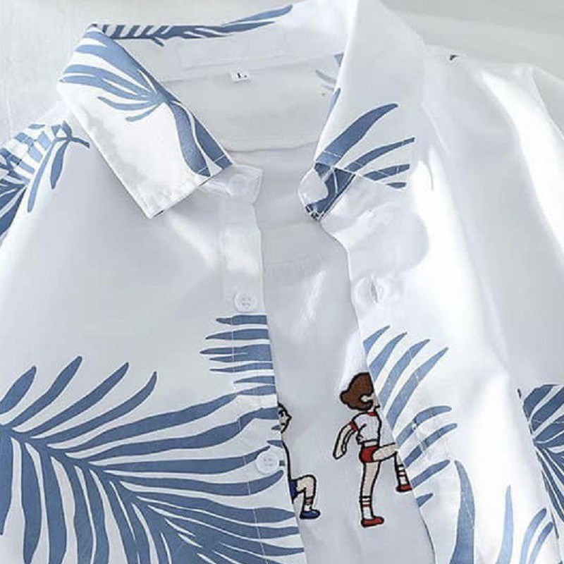 Áo sơ mi đi biển, bộ đồ đôi hoạ tiết nam nữ-vải kaki thoáng mát 1132 | BigBuy360 - bigbuy360.vn