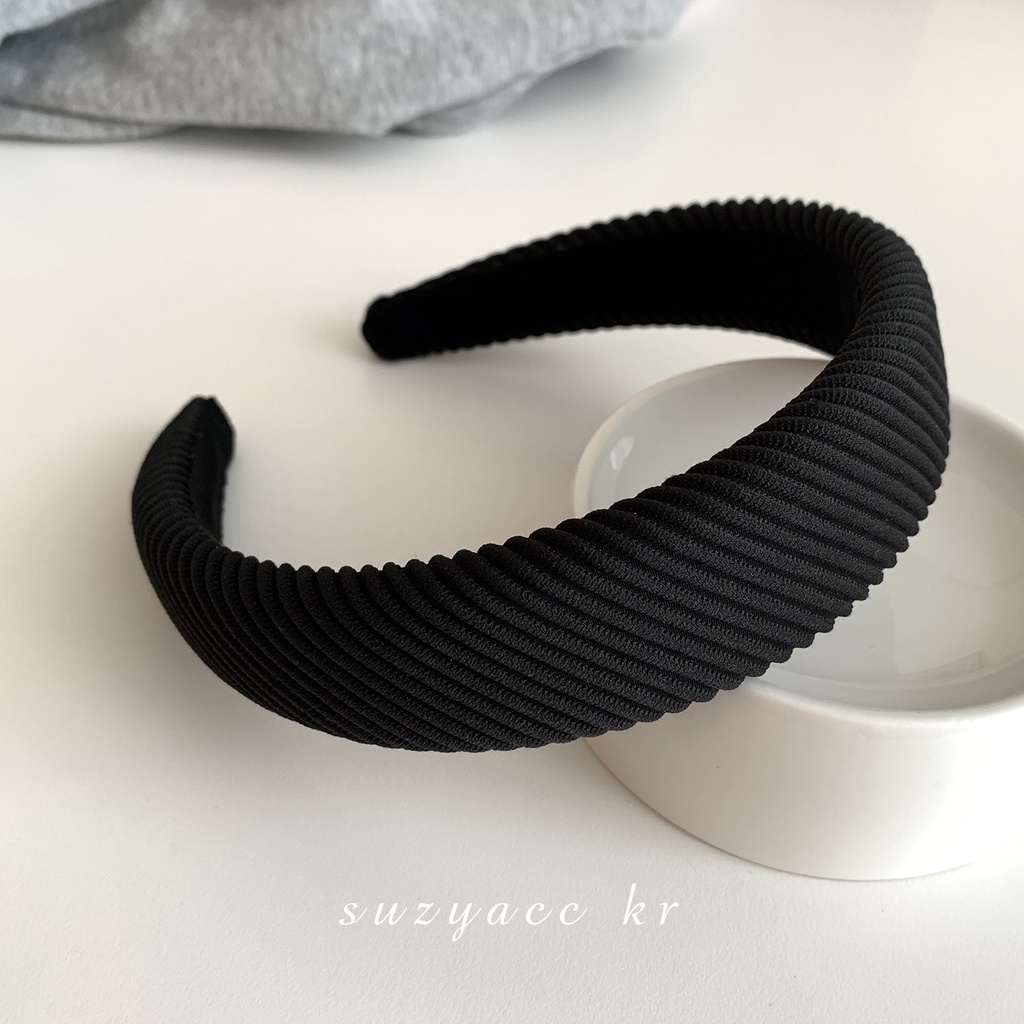 Băng Đô Cài Tóc Bản Rộng Họa Tiết Kẻ Sọc Đơn Giản Thời Trang Cho Nữ