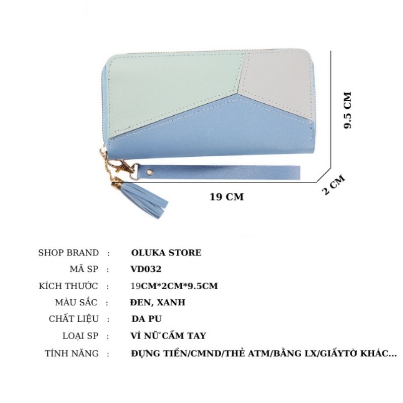 Ví nữ cầm tay dáng dài cao cấp giá rẻ nhiều ngăn thời trang thanh lịch đựng tiền da PU VD032