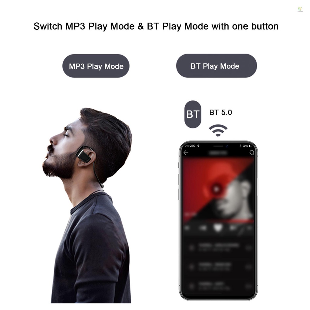 Tai Nghe Bluetooth 5.0 Không Dây 8gb Mp3 Chống Nước Ipx5 Tích Hợp Mic Cho Điện Thoại