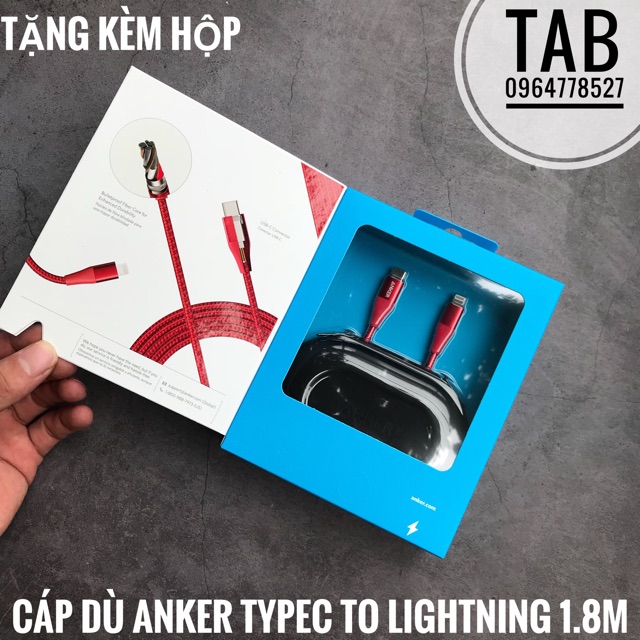 Cáp Dù Anker PowerLine+ II 1.8m UsbC To Lightning Có Hộp - A8653 (Bảo Hành 18T)