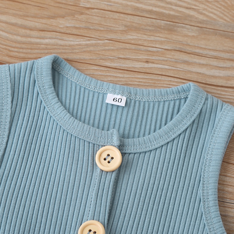 Body bé gái bộ đồ sơ sinh từ 0 đến 36 tháng bodysuit liền thân Màu Trơn Cài Nút Dành mùa hè không tay quần áo cho bé trẻ em