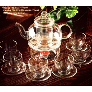 Combo bộ ấm trà thuỷ tinh 600ml