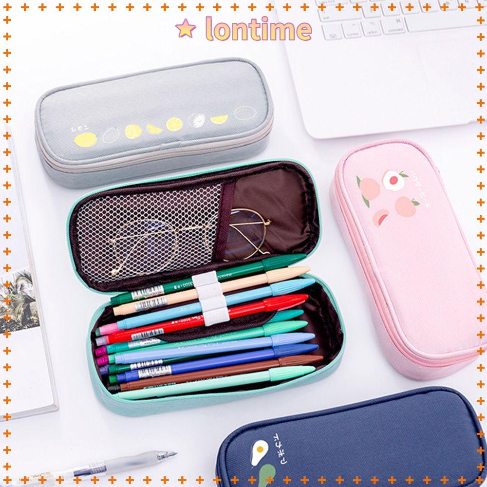 Túi đựng bút bằng vải oxford sức chứa lớn in họa tiết trái cây sáng tạo tiện dụng