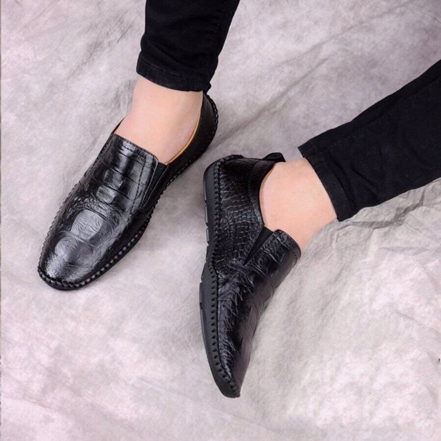 💥GIÁ TỐT💥 Giày Lười Nam Da Bò Vân Cá Sấu [Chân dày tăng 1 size] | BigBuy360 - bigbuy360.vn