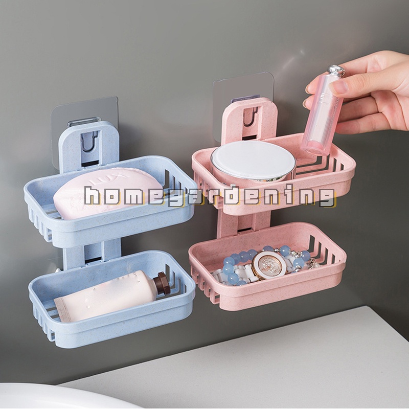Giá đỡ xà phòng hai tầng gắn tường không cần đục lỗ