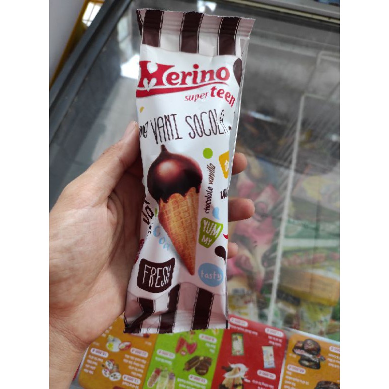 Kem ốc quế Merino super teen vị vani socola