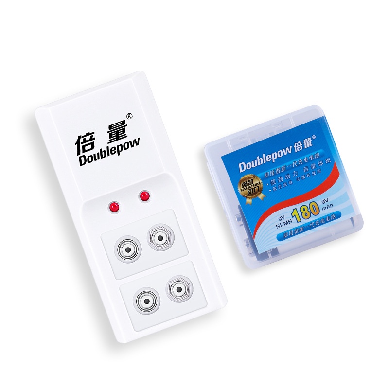 Combo Bộ sạc pin DP-B09 và 02 viên pin vuông 6F22 9V-280mAh chính hãng Doublepow