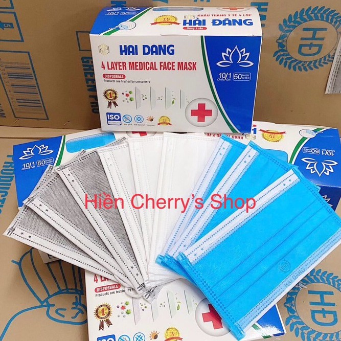 HỘP KHẨU TRANG Y TẾ 4 LỚP - HỘP 50 CHIẾC - Chống giọt bắn - Ngăn ngừa khói bụi | BigBuy360 - bigbuy360.vn