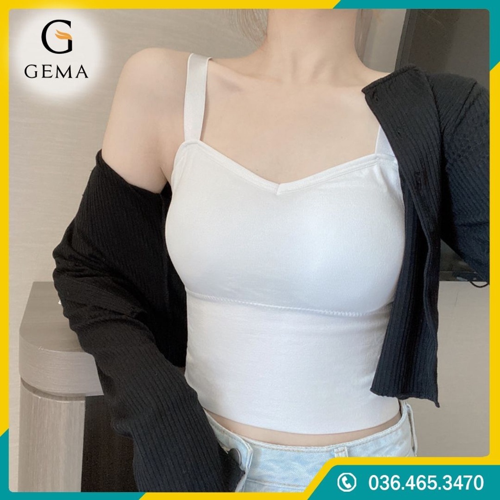 Áo bra nữ 2 dây bản to dáng dài cup tròn có lót nâng ngực BR828