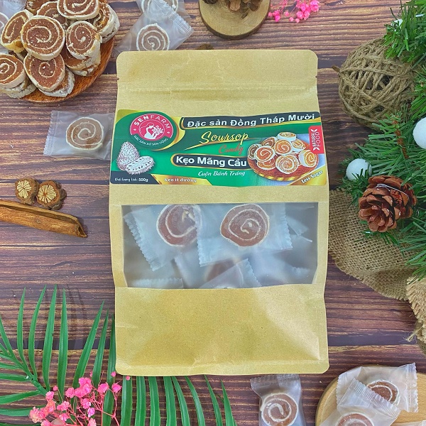 Kẹo Mãng Cầu cuộn bánh tráng Senfarm ít đường bịch 500g