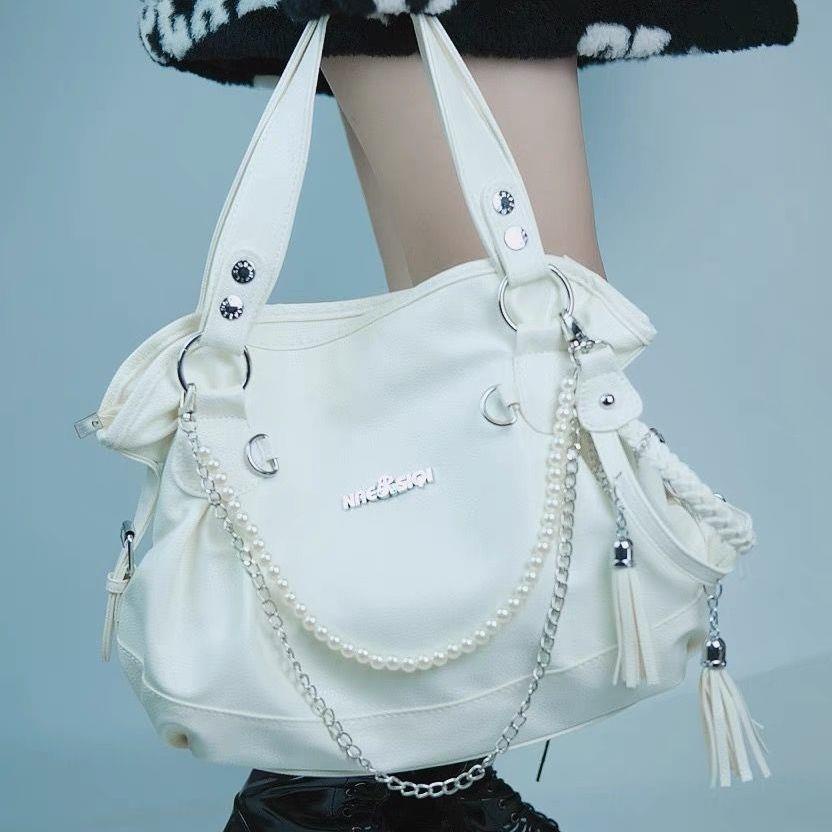 Túi Tote Đeo Một Bên Vai y2k Millennium Với Chuỗi Ngọc Trai Nhân Tạo Dành Cho Nữ