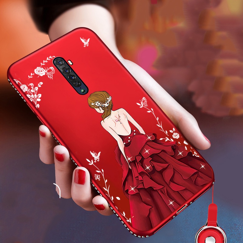 ỐP ĐÍNH ĐÁ OPPO RENO 2F HÌNH CÔ GÁI CAO CẤP ( Tặng Kèm Dây Đeo)