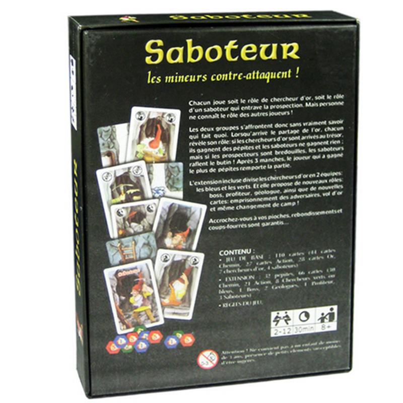 Saboteur &quot;Board Game 1+2 Version Bộ thẻ đồ chơi đào vàng Saboteur (cơ bản + mở rộng) vui nhộn tiện dụng