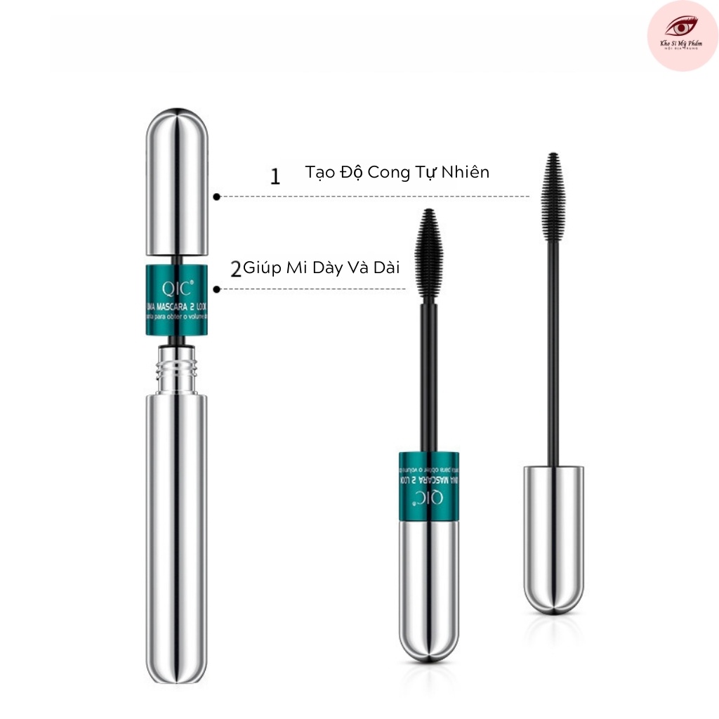 Mascara QIC 4D 2N1 thiết kế hai đầu cọ giúp dài và dày mi - mascara JINT