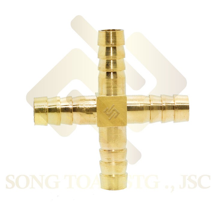 THẬP NÔI ỐNG & Chia Bốn đầu đuôi chuột nối gắn cắm ống nhựa mềm PU ra 4 hướng - Đồng thau
