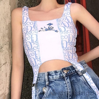 Áo Crop Top Không Tay Cổ Chữ U Họa Tiết Hoạt Hình Cho Nữ