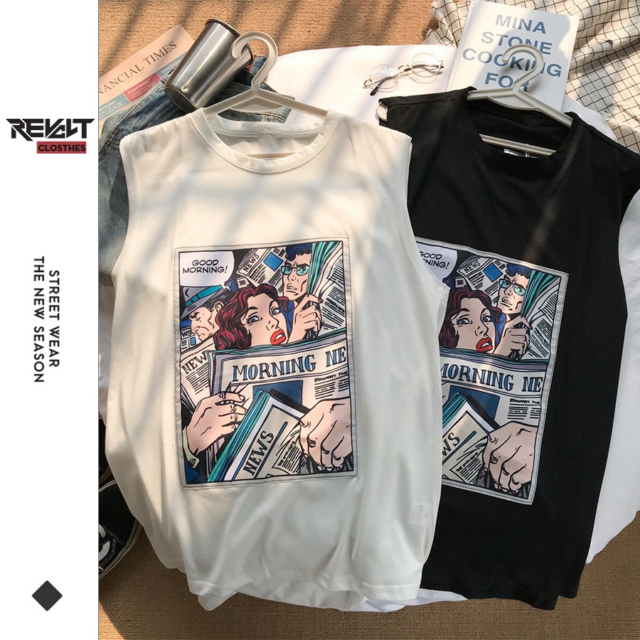 Áo thun lạnh ba lỗ nam, Áo sát nách họa tiết Oversize Tanktop Hàn Quốc co giãn thấm hút mồ hôi RevoltClothes21/ss TT03