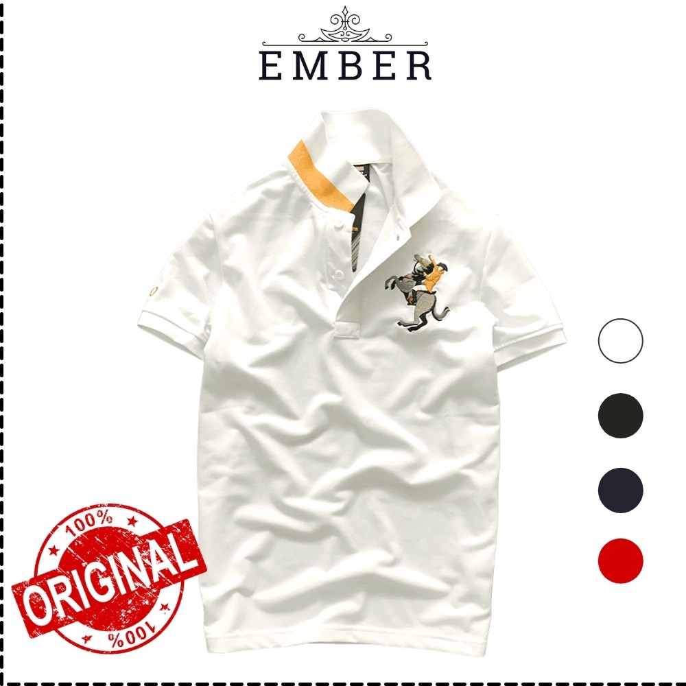 Áo thun polo cổ bẻ EMBER hoạ tiết thêu ngựa , vải cá sấu dày dặn ember.original
