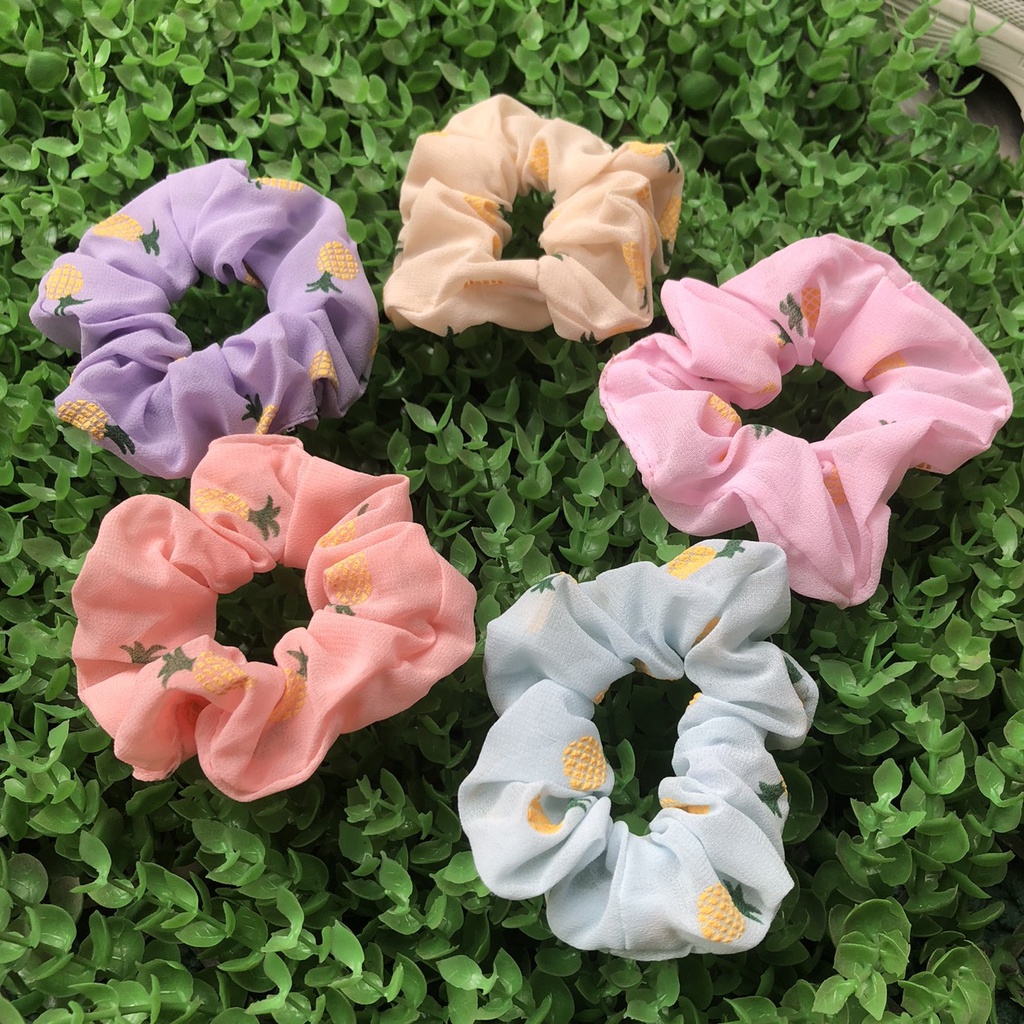 Cột (buộc) tóc scrunchies voan cát hình trái thơm xinh xắn M64