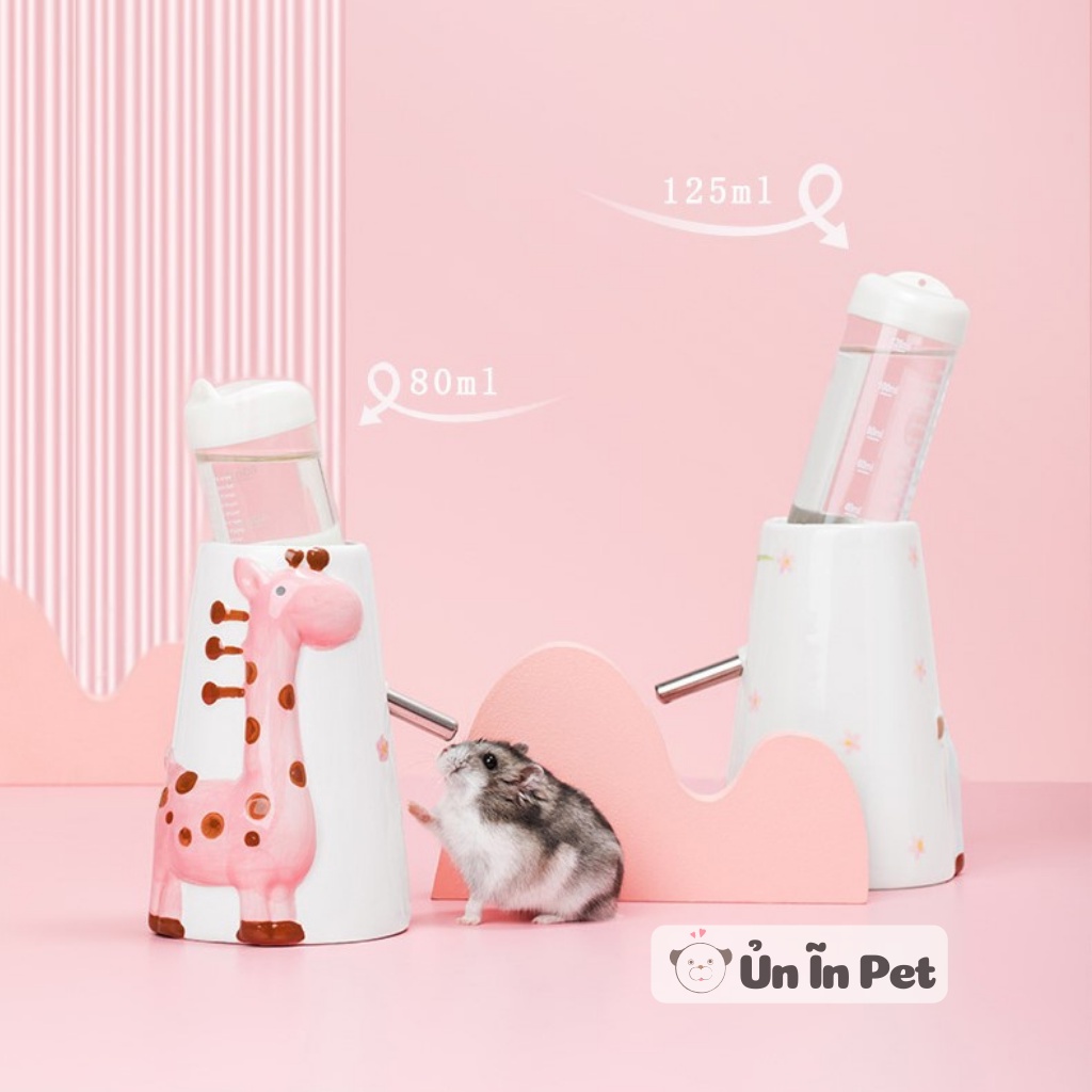 Đế bình nước sứ hươu dễ thương cho hamster, sóc, bọ, nhím