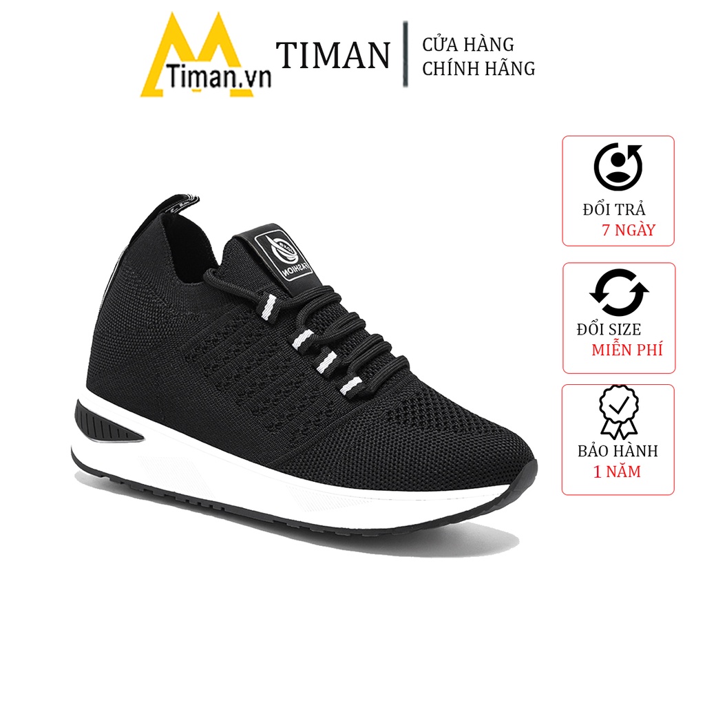 Giày thể thao nữ sneaker độn đế đẹp màu trắng siêu nhẹ chất liệu vải cho trung niên bảo hành 1 năm SZ41 TIMAN