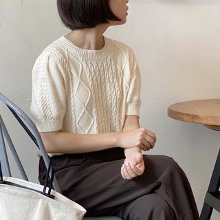 [có sẵn] Áo len vặn thừng cộc tay