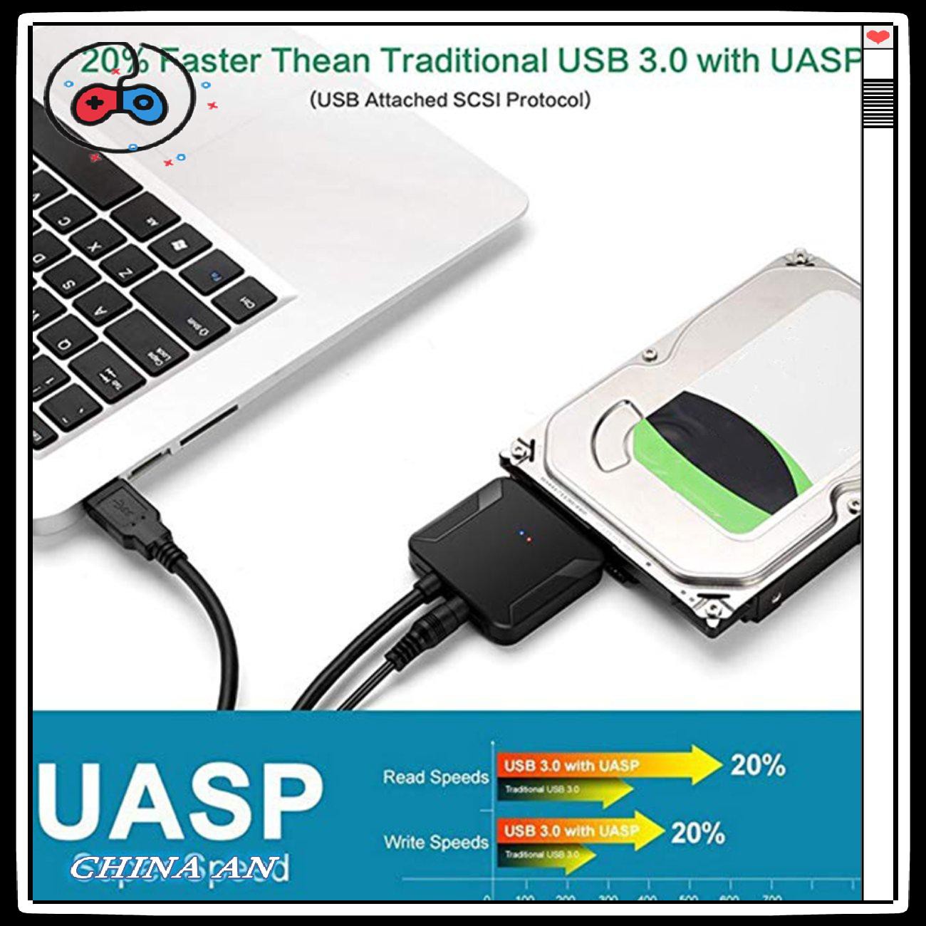⚡Hot sản phẩm/USB 3.0 to 2.5"/3.5" IDE SATA Hard Drive Adapter HDD Transfer Converter