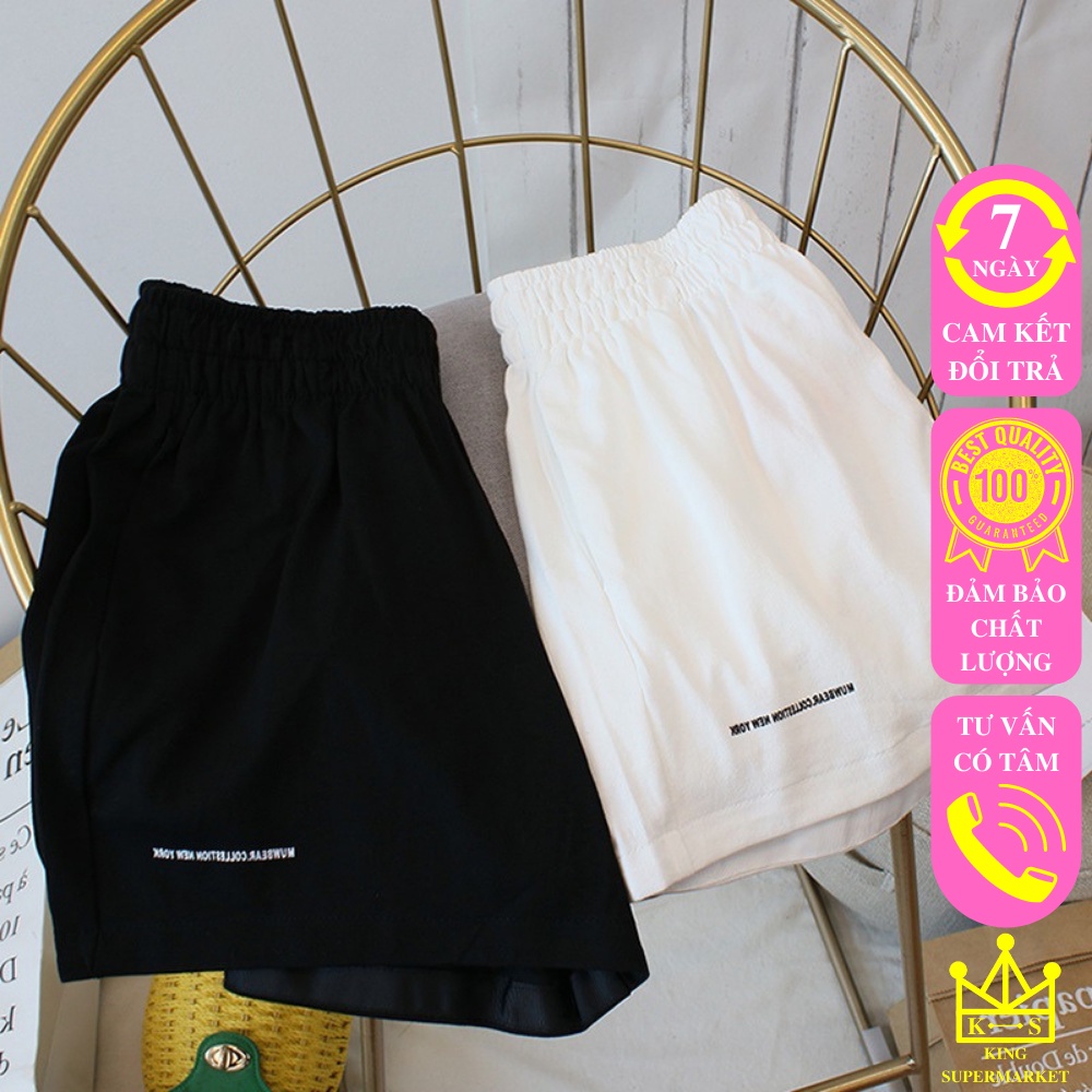 Quần Đùi Nữ Thêu Chữ, Quần Short Basic Vải Đũi Thoáng Mát