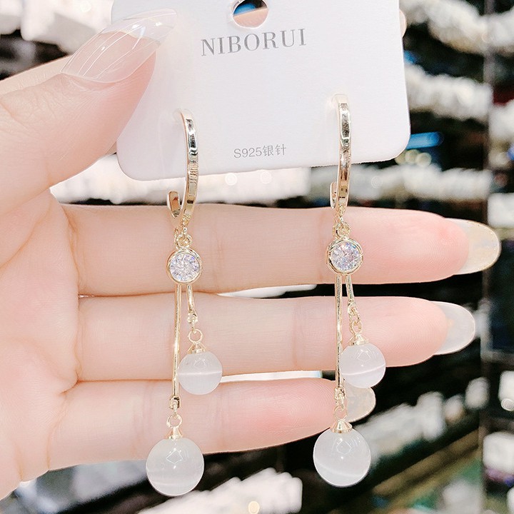 Bông tai nữ, Khuyên tai tua rua dáng dài phong cách Hàn Quốc cho nữ -B13