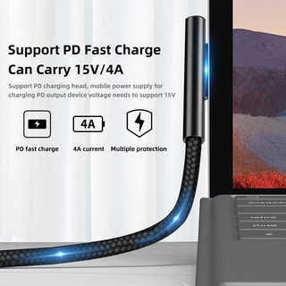 Accezz dây cáp sạc gia tốc type-c tosurface 15v 4a pd 65w / 102w cho surface pro 7 3 4 5 6 book 1 2
