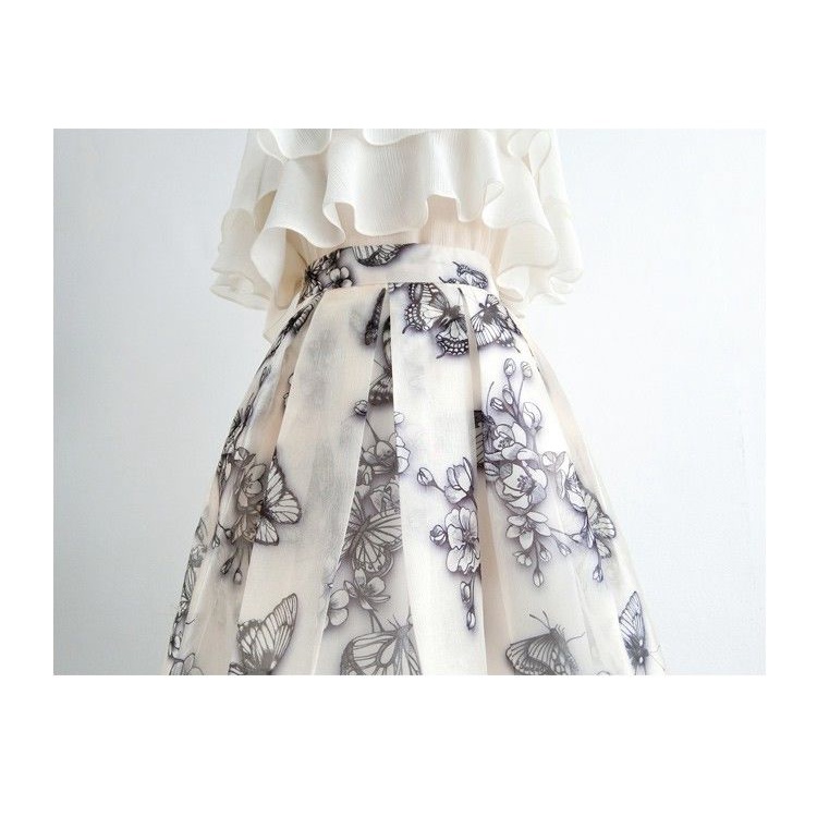 Chân Váy Dài Lưng Cao Dáng Ôm In Họa Tiết Hoa Phong Cách Mori Thời Trang Cho Nữ